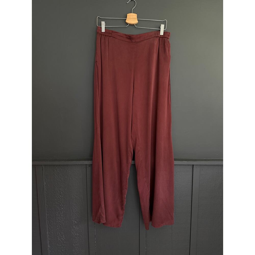 LUNYA Washable Silk High Rise Pajama Pants in Fancy Burgundy Size XL - Picture 3 of 11